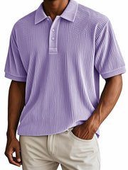 Men's Fashion Retro Corduroy Fabric Short-sleeved Polo Shirt 