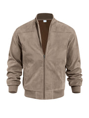 Men's Simple Suede Casual Zipper Jacket