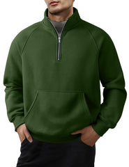 Men's Quarter Zip Casual Fleece Cotton Pullover Sweater