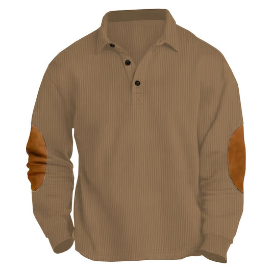 Men's Outdoor Long-Sleeved Lapel Top Ribbed Sweater