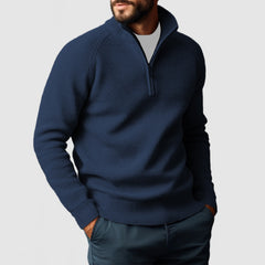 Men's Stand Collar Zipper Cashmere Basic Sweater
