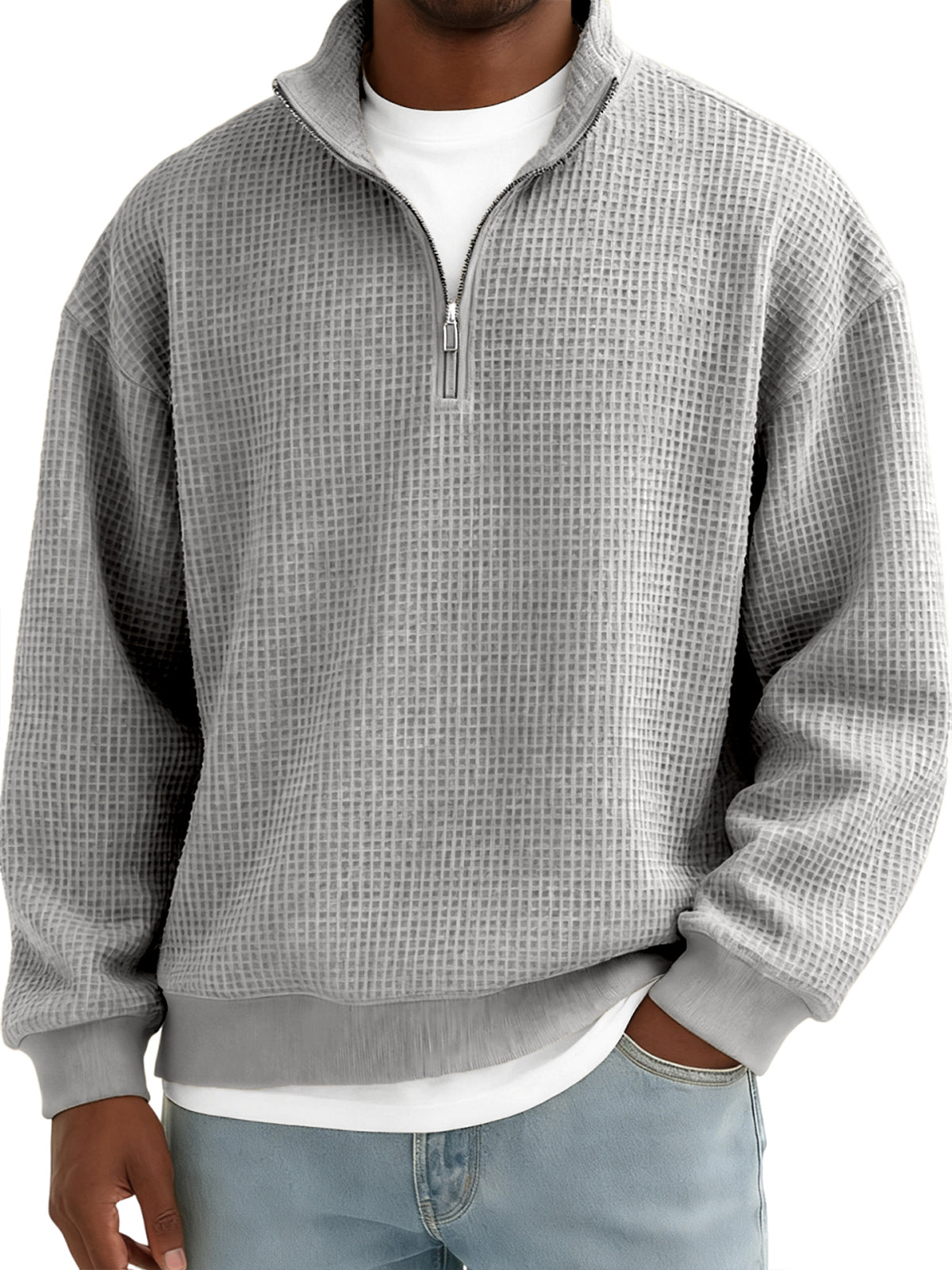 Men's Quarter-zip Breathable Waffle Pullover