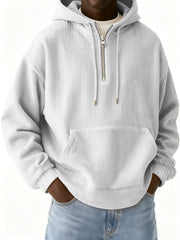 Men's Half-Zip Hooded Corduroy Pit Sweatshirt