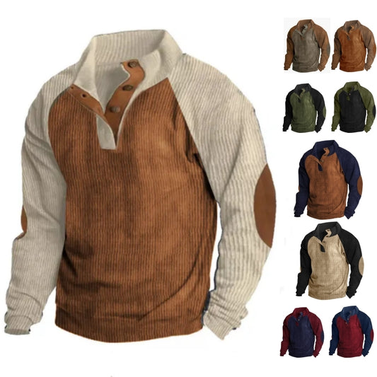 Gentleman's Outdoor Raglan Sleeves Casual Stand Collar Sweatshirt