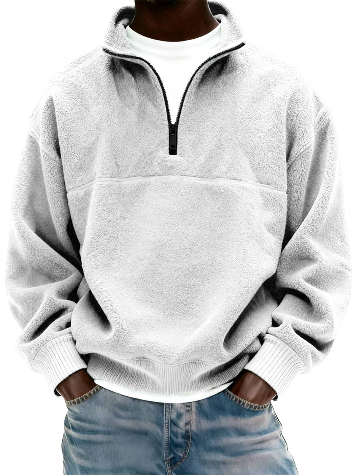 Men's Polar Fleece Quarter Zip Pullover Sweatshirt