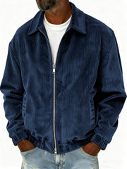 Men's Stylish Zip-up Corduroy Ribbed Casual Everyday Jacket