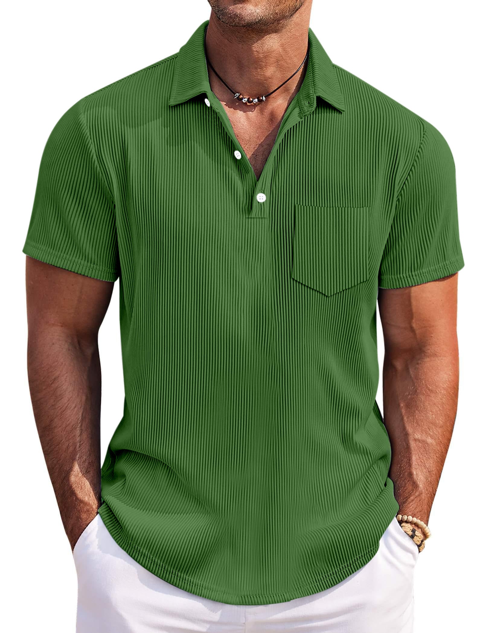 Men's Casual Simple Solid Color Pit Short Sleeve Lapel Polo Shirt