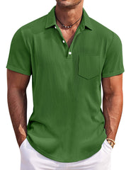 Men's Casual Simple Solid Color Pit Short Sleeve Lapel Polo Shirt