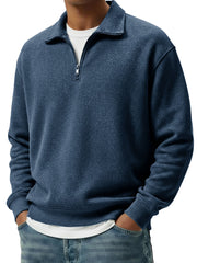  Men's Wear Lapel Zippered Long-sleeved Polo Shirt 