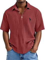 Men's Casual Simple Printed Texture Short-sleeved Polo Shirt