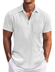 Men's Casual Simple Solid Color Pit Short Sleeve Lapel Polo Shirt