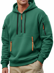 Men's Casual Sportswear Hoodie With Multiple Zipper Pockets.