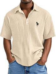 Men's Casual Simple Printed Texture Short-sleeved Polo Shirt