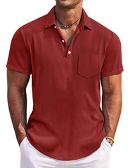 Men's Casual Simple Solid Color Pit Short Sleeve Lapel Polo Shirt