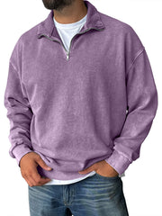 🔥Men's Fashionable Retro Half-zip Stand Collar Casual Sweatshirt (100% Cotton)