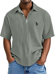 Men's Casual Simple Printed Texture Short-sleeved Polo Shirt