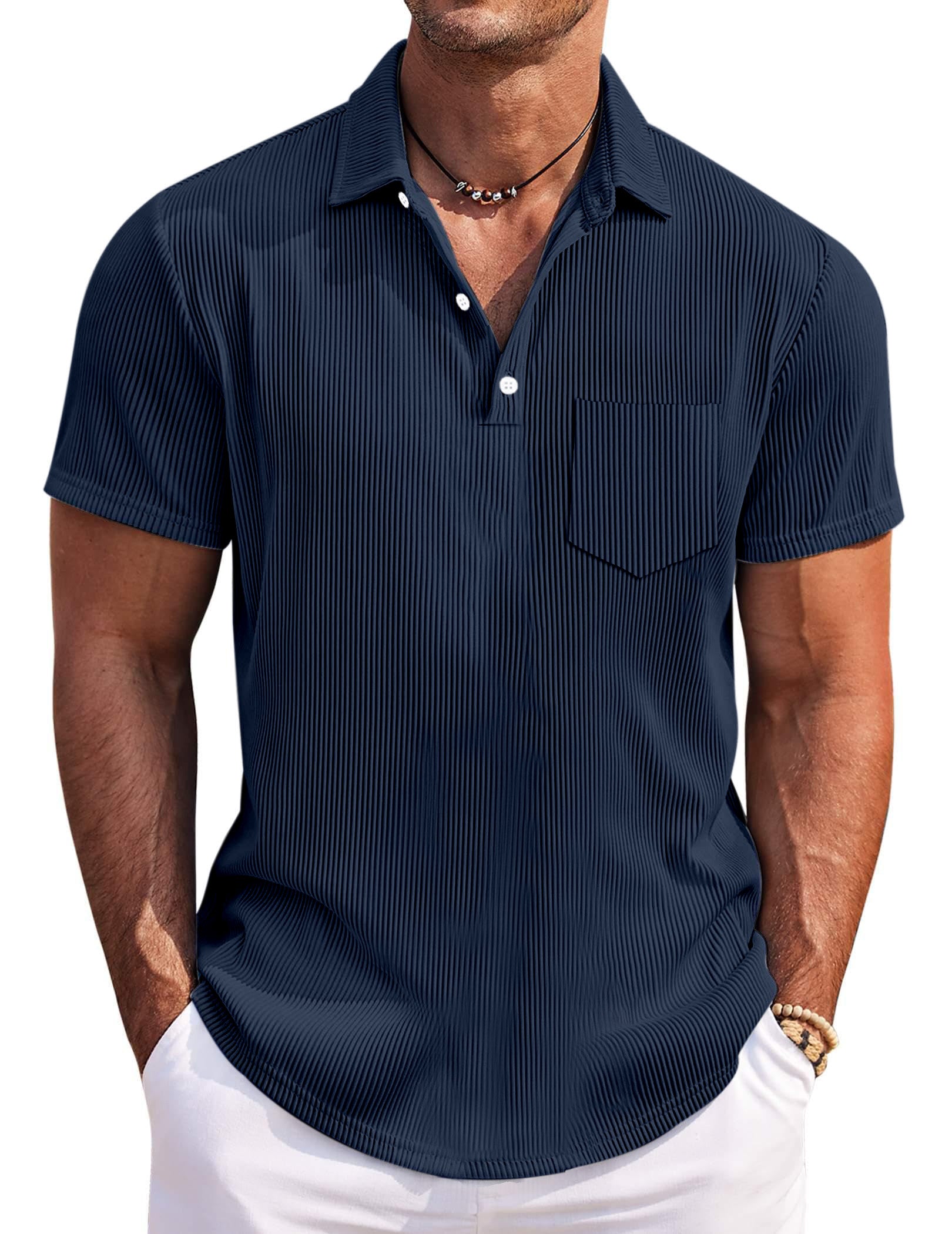 Men's Casual Simple Solid Color Pit Short Sleeve Lapel Polo Shirt