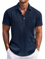 Men's Casual Simple Solid Color Pit Short Sleeve Lapel Polo Shirt