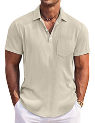 Men's Casual Simple Solid Color Pit Short Sleeve Lapel Polo Shirt