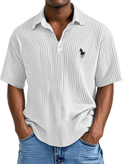 Men's Casual Simple Printed Texture Short-sleeved Polo Shirt