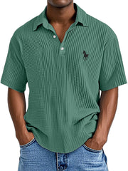 Men's Casual Simple Printed Texture Short-sleeved Polo Shirt