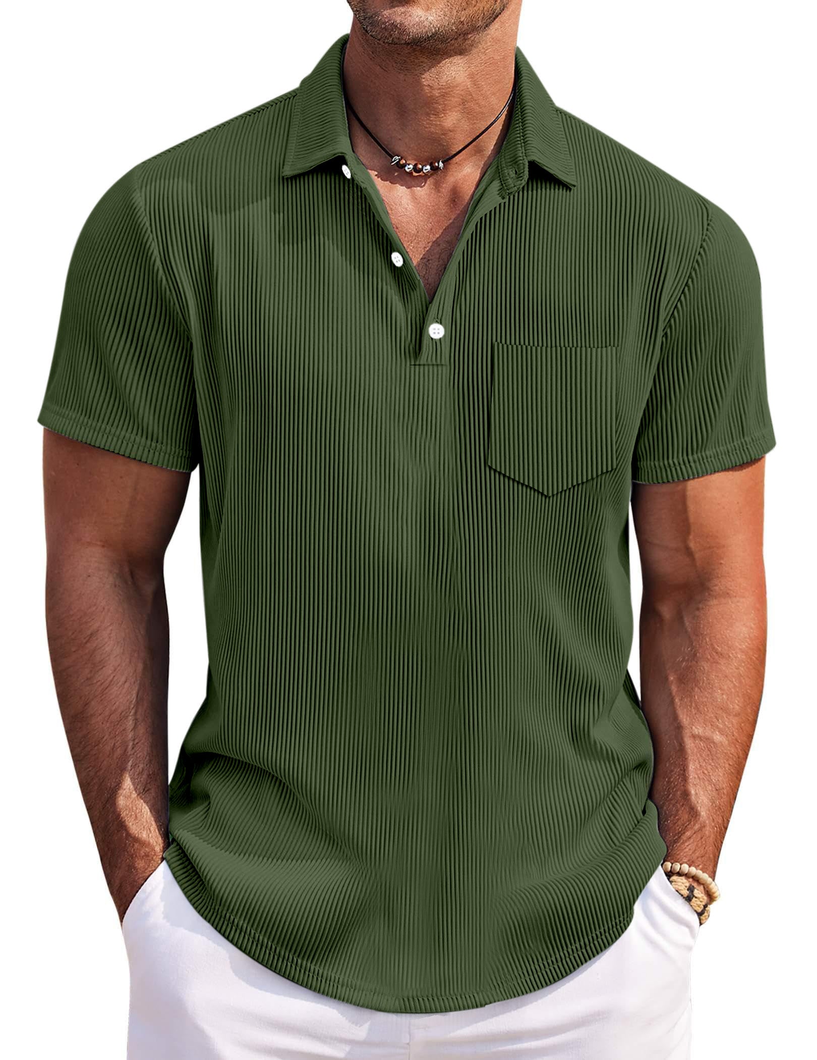Men's Casual Simple Solid Color Pit Short Sleeve Lapel Polo Shirt