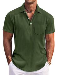 Men's Casual Simple Solid Color Pit Short Sleeve Lapel Polo Shirt