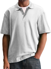 Men's Stylish And Comfortable Lapel Double-layer Placket Casual Short-sleeved Polo Shirt