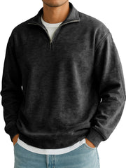 Men's Stylish Casual Everyday Cotton Long-sleeved Half-zip Sweatshirt 