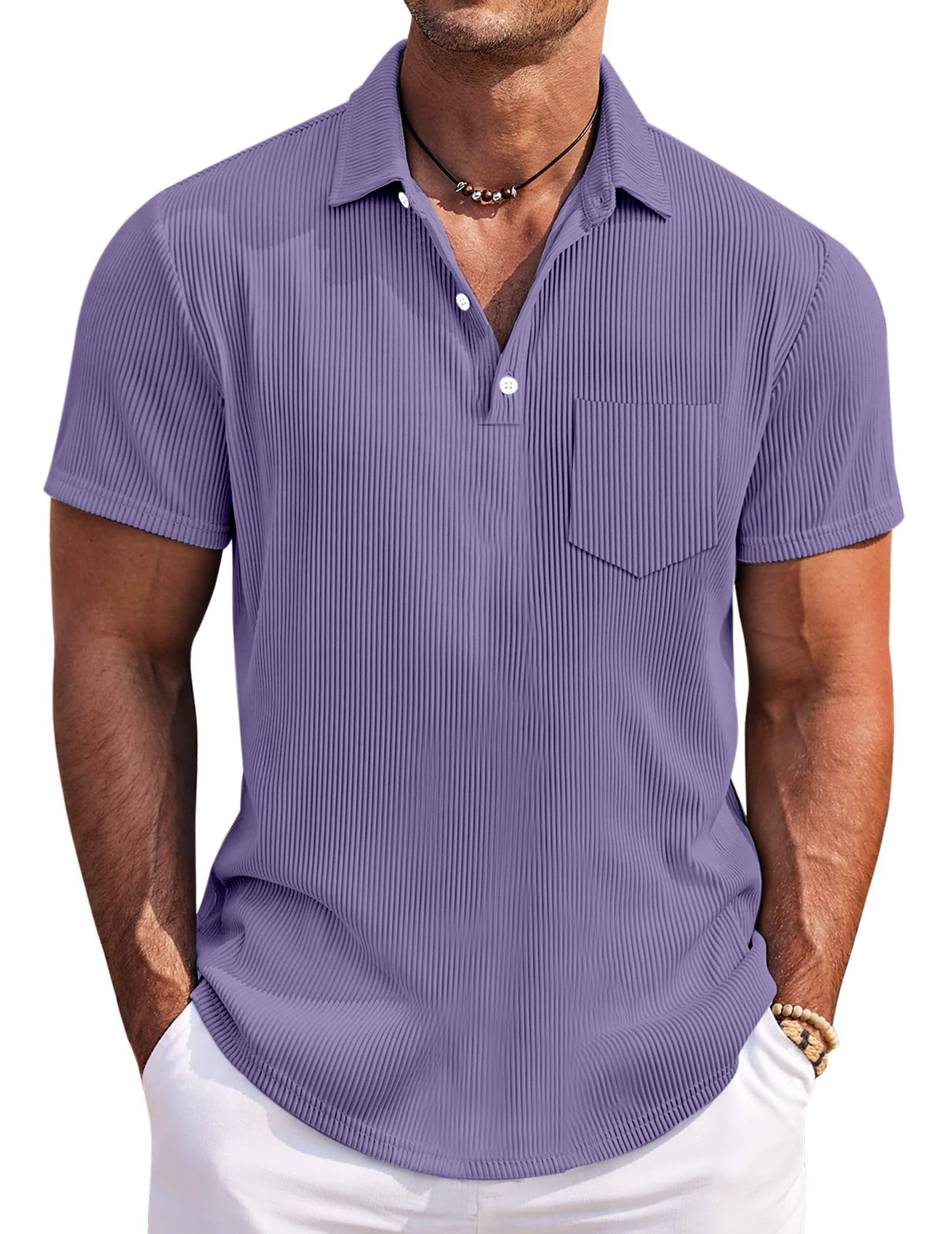 Men's Casual Simple Solid Color Pit Short Sleeve Lapel Polo Shirt