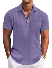 Men's Casual Simple Solid Color Pit Short Sleeve Lapel Polo Shirt