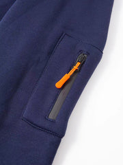 Men's Autumn and Winter Fleece Casual Zipper Sweatshirt Multi-Pocket Overalls Set