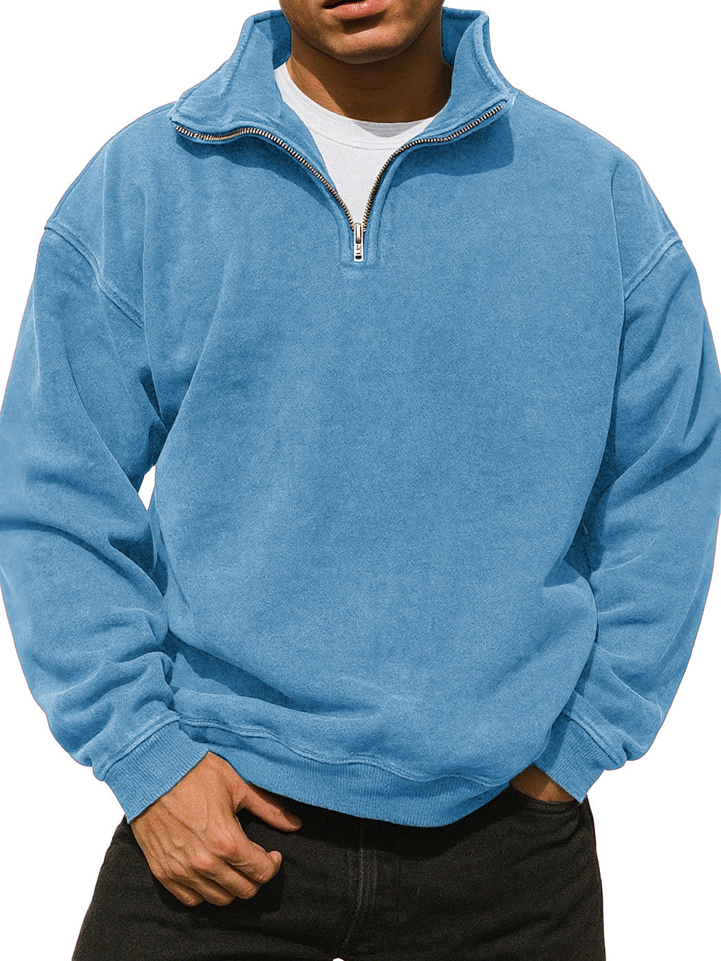  Men's Fashionable Casual Retro Vintage Vintage Semi-zipper Comfortable Long-sleeved Sweater