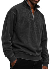 Men's Clothing Fashionable Casual Daily Stand-neck Suede Fabric Long-sleeved Zipper Hoodie