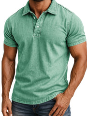 Men's Fashion Outdoor Retro Distressed Short-sleeved Polo Shirt 