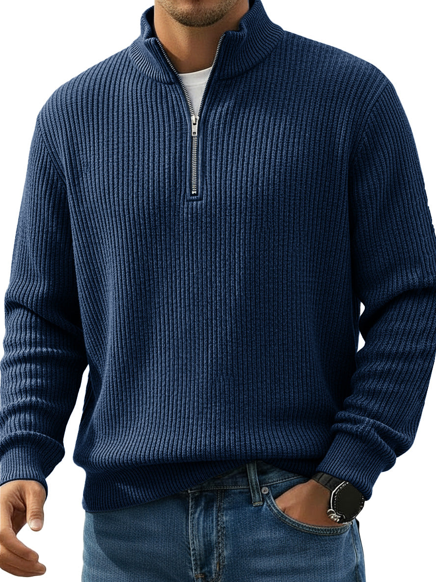 Men's Stylish Casual Stand-up Collar Half-zip Sweater 