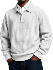 Men's Daily Small Plaid Lapel Button Casual Long-sleeved Polo Shirt