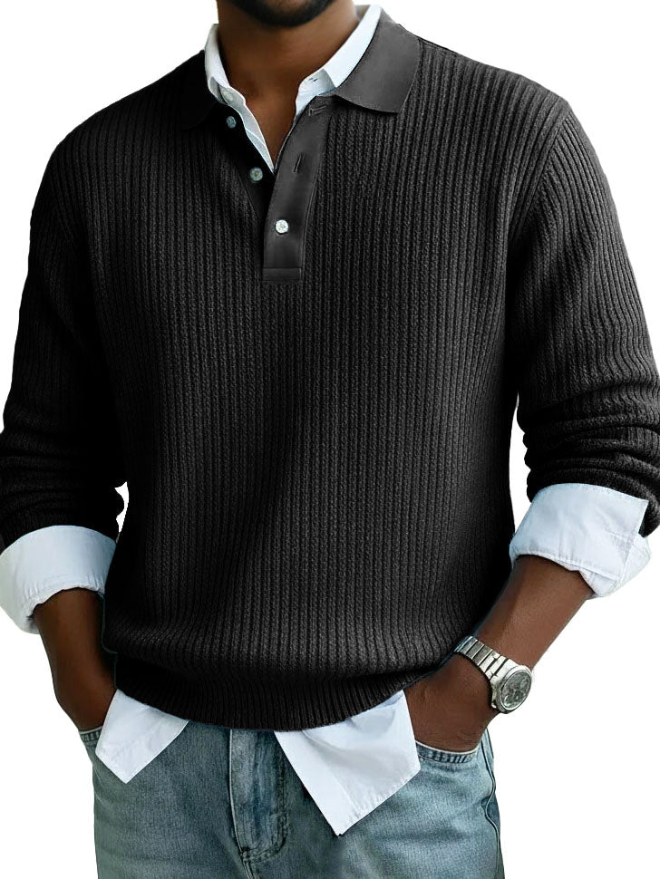 Men's Stylish Casual Lapel Long-sleeved Polo Shirt