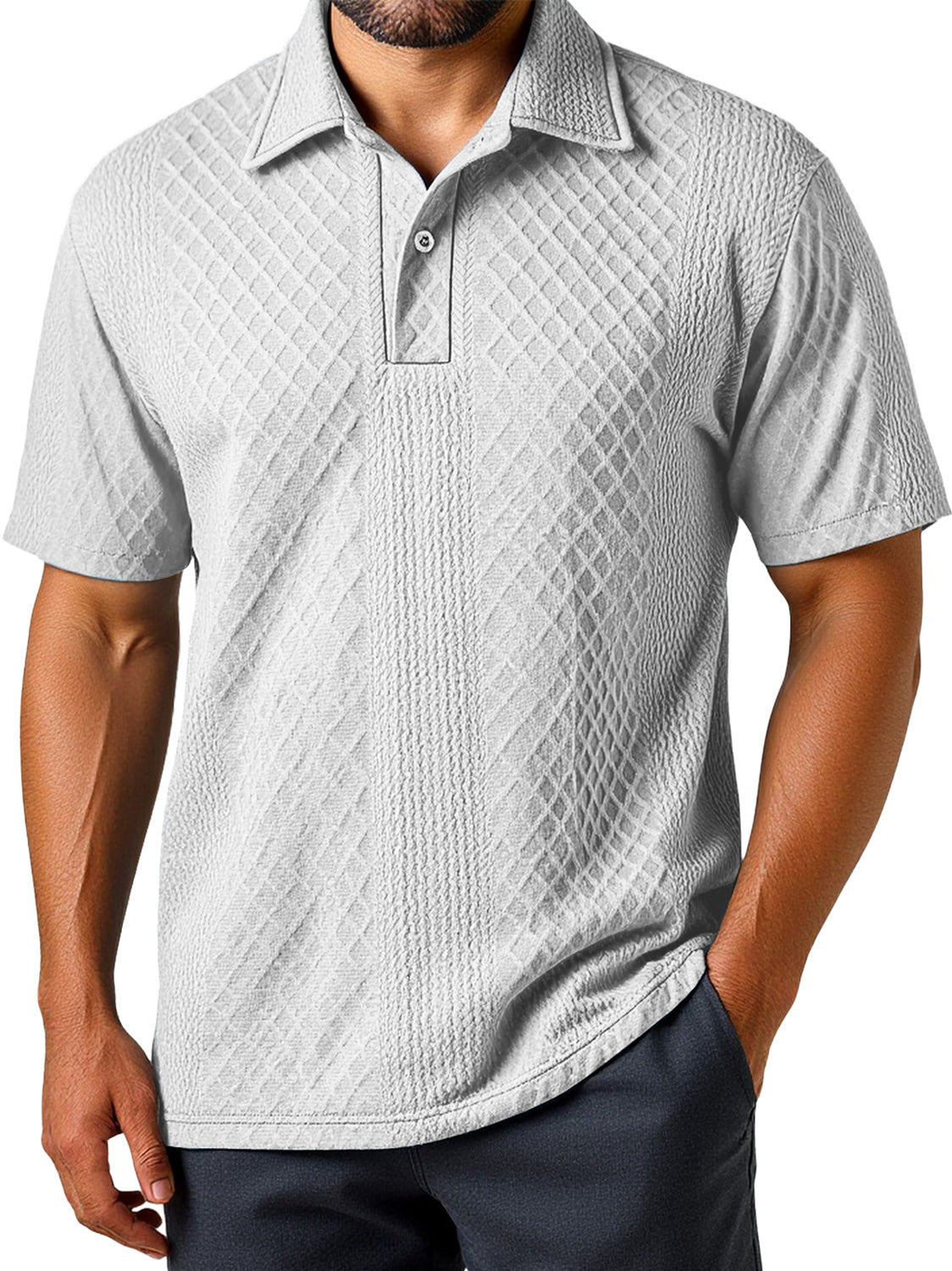 Men's Daily Simple Texture Lapel Casual Short-sleeved Polo Shirt