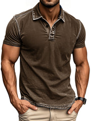 Men's Fashion Retro Distressed Lapel Polo Shirt