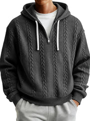 Men's Simple Textured Casual Zipper Hooded Sweatshirt