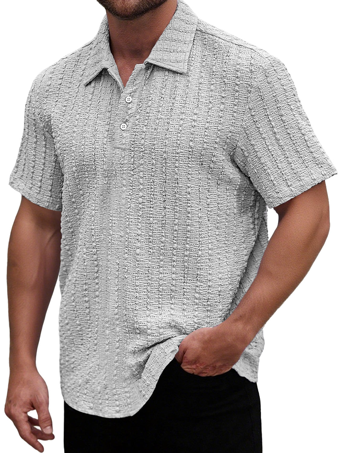 Men's Daily Lapel Casual Texture Comfortable Short-sleeved Polo Shirt