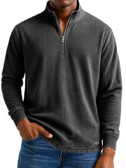 Men's Stylish Casual Vintage Distressed Half-zip Sweatshirt