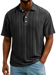 Men's Daily Simple Texture Lapel Button Casual Short-sleeved Polo Shirt