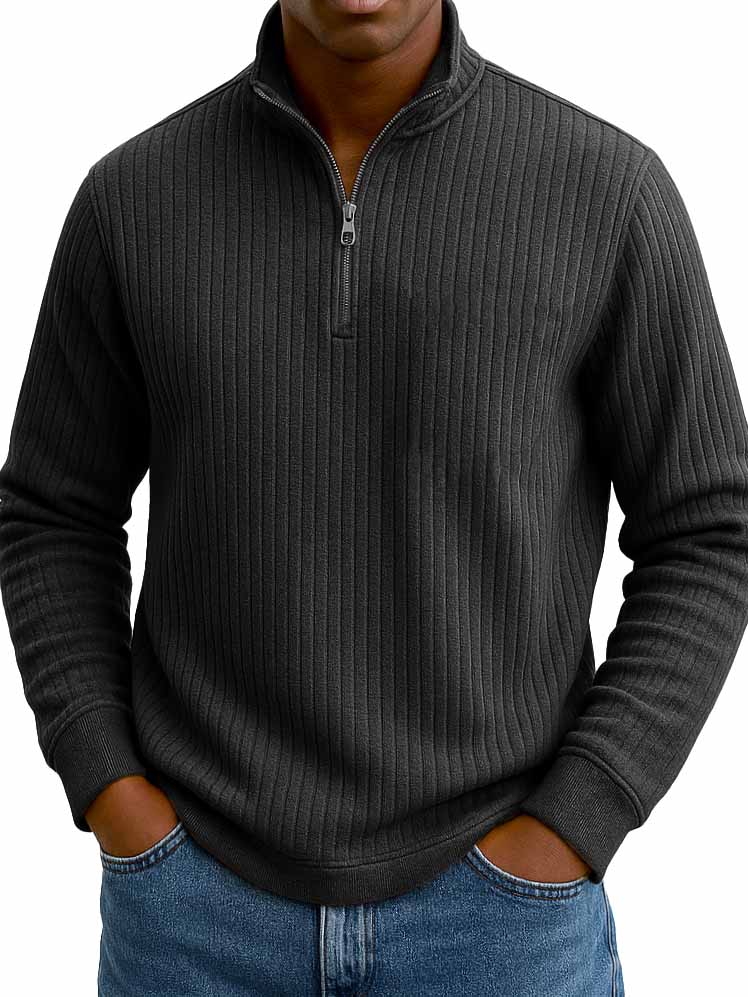 Men's Stylish Casual Stand-up Collar Long-sleeved Half-zip Sweatshirt