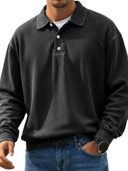  Men's Stylish Retro Lapel Long-sleeved Polo Shirt
