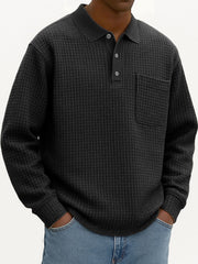 Men's Fashionable Casual Corn-patterned Corduroy Lapel Pocket Polo Shirt 