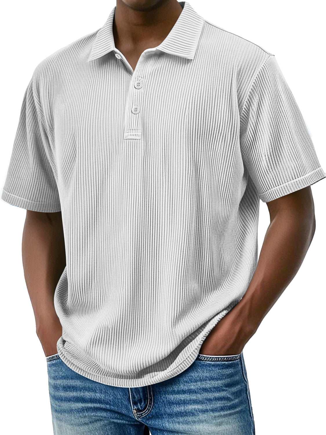 Men's Daily Lapel Ribbed Comfortable Short-sleeved Polo Shir