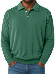 Men's Daily Lapel Button-down Comfortable Loose Casual Long-sleeved Polo Shirt