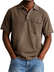 Men's Fashion Casual Retro Workwear Lapel Pocket Polo Shirt